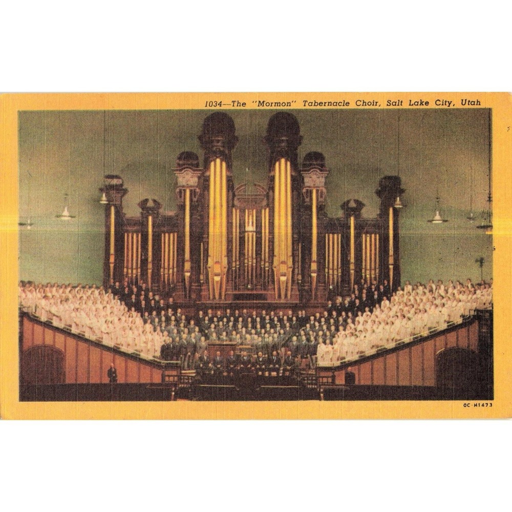 Vtg Postcard Curt Teich Mormon Tabernacle Choir Organ Salt Lake City UT 1951